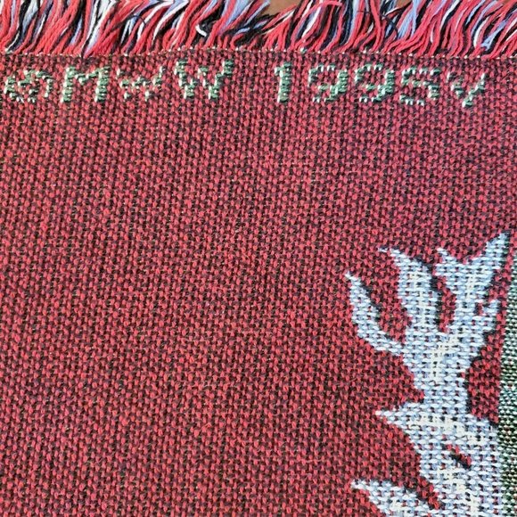Vintage 90s Farm Horse Barn Fringe Tapestry Blanket 65 X 44 Mare Colt - Picture 8 of 8